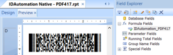 Native Crystal Reports PDF417 Generator screenshot
