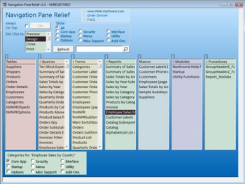 Navigation Pane Relief for Microsoft Access screenshot