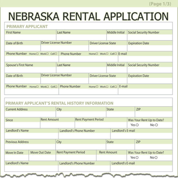Nebraska Rental Application screenshot