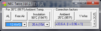 NEC Ampacity Calculator screenshot
