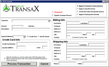 NELiX TransaX QuickBooks Credit Card Module screenshot