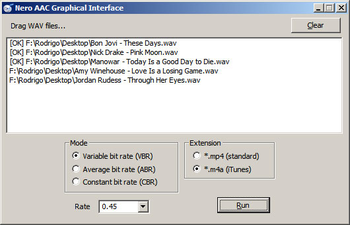 Nero AAC Graphical User Interface  screenshot