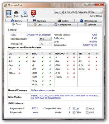 Nero InfoTool screenshot