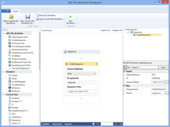 .NET Bio Workflow Workbench screenshot