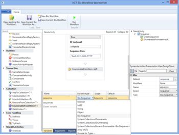 .NET Bio Workflow Workbench screenshot 2