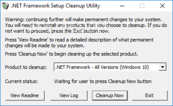 .NET Framework Cleanup Tool screenshot