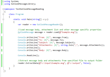 .NET Outlook .Msg File Reader screenshot