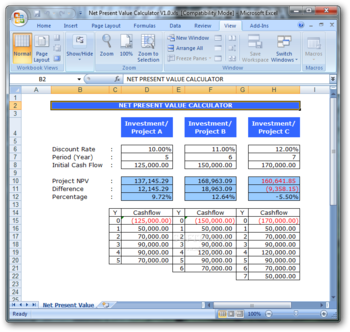 Net Present Value Calculator screenshot