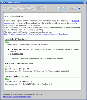 .Net VersionCheck screenshot
