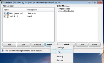 NetSend GUI screenshot