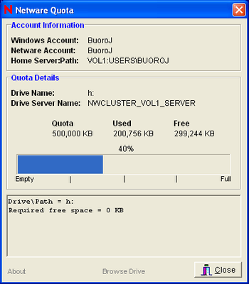 Netware Quota screenshot