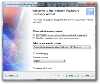 Network Password Recovery Wizard screenshot