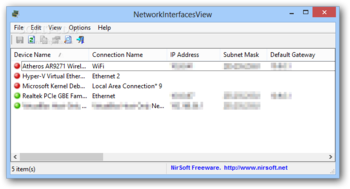 NetworkInterfacesView screenshot