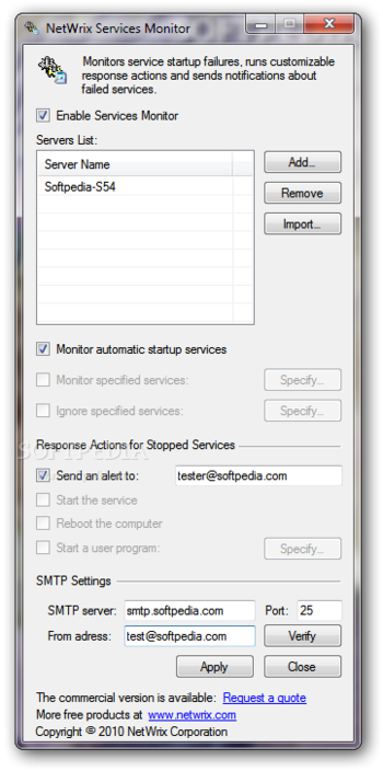 NetWrix Services Monitor screenshot