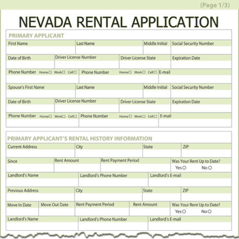 Nevada Rental Application screenshot
