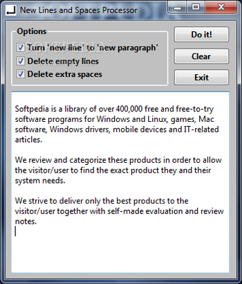 New Lines and Spaces Processor screenshot