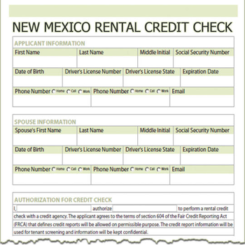New Mexico Rental Credit Check screenshot
