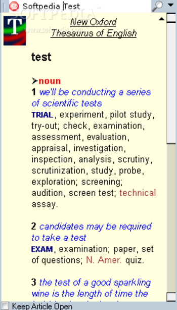 New Oxford Thesaurus of English screenshot