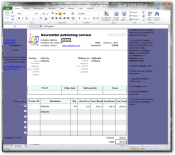 Newsletter Publishing Invoice Template screenshot