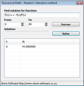 Newton's iterative method screenshot