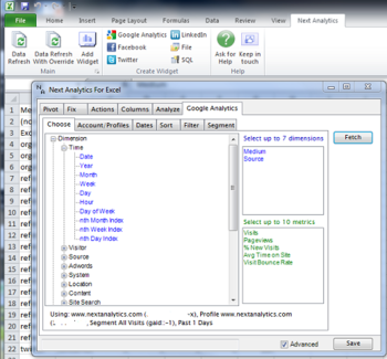 Next Analytics for Excel 2007 screenshot