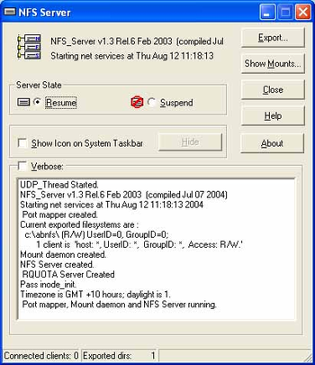 NFS client and server for windows ProNFS screenshot