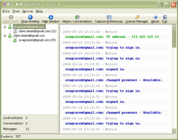 NGS MSN Sniffer Lite screenshot