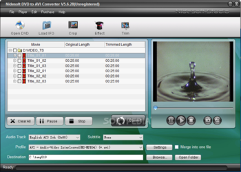 Nidesoft DVD to AVI Converter screenshot