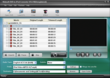 Nidesoft DVD to iPod Suite screenshot 2