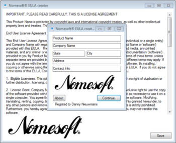 Nomesoft EULA Creator screenshot