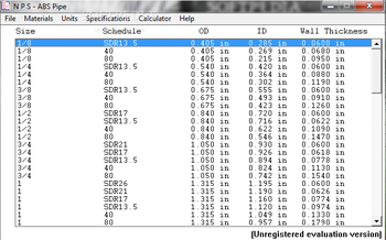 Nominal Pipe Size screenshot