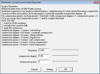Nonlinear Compressor/Limiter/Expander screenshot