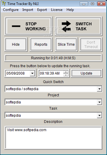 Nonlinear Ideas Time Tracker screenshot