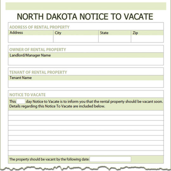 North Dakota Notice To Vacate screenshot