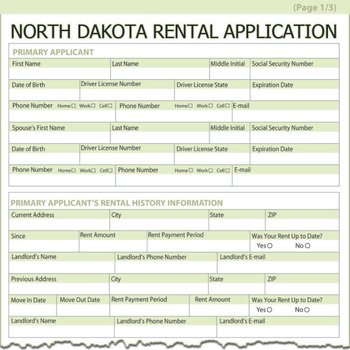 North Dakota Rental Application screenshot