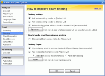 Norton AntiSpam screenshot 3