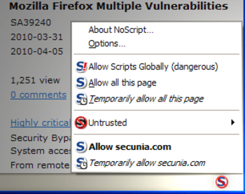 NoScript Security Suite screenshot