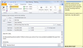 Notes Add-in for Outlook screenshot