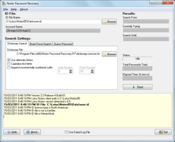 Notes Password Recovery R6 screenshot