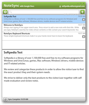 NoteSync with Google Docs screenshot