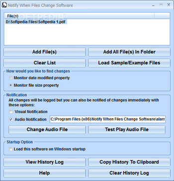 Notify When Files Change Software screenshot