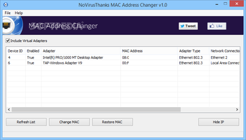 NoVirusThanks MAC Address Changer screenshot