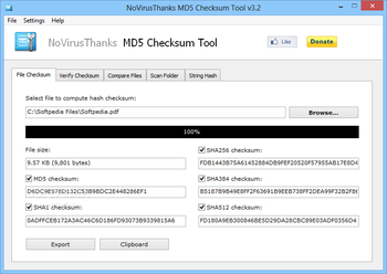 NoVirusThanks MD5 Checksum Tool screenshot