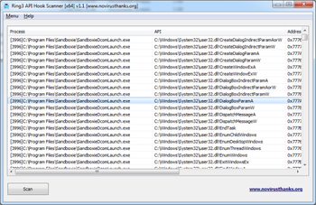 NoVirusThanks Ring3 API Hook Scanner screenshot