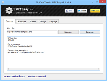 NoVirusThanks UPX Easy GUI screenshot