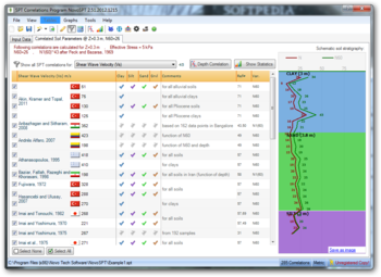 NovoSPT (SPT Correlation Program) screenshot 2