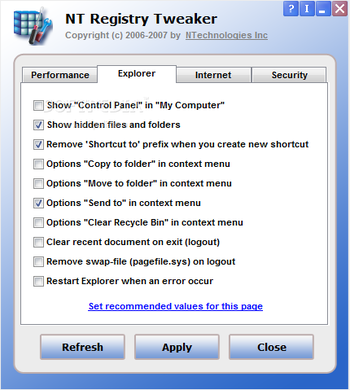 NT Registry Tweaker screenshot 2