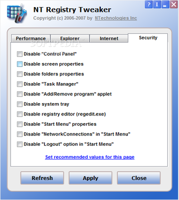NT Registry Tweaker screenshot 4