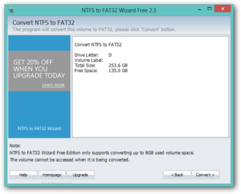 NTFS to FAT32 Wizard Free screenshot 3