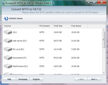 NTFS to FAT32 Wizard screenshot